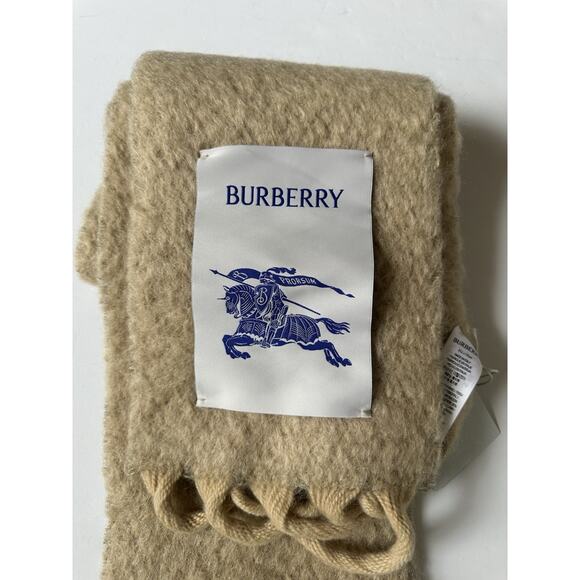 Burberry Solid Mohair Wool Scarf Archive Beige 212x17 80796491 Italy NWT $390 - Picture 9 of 13